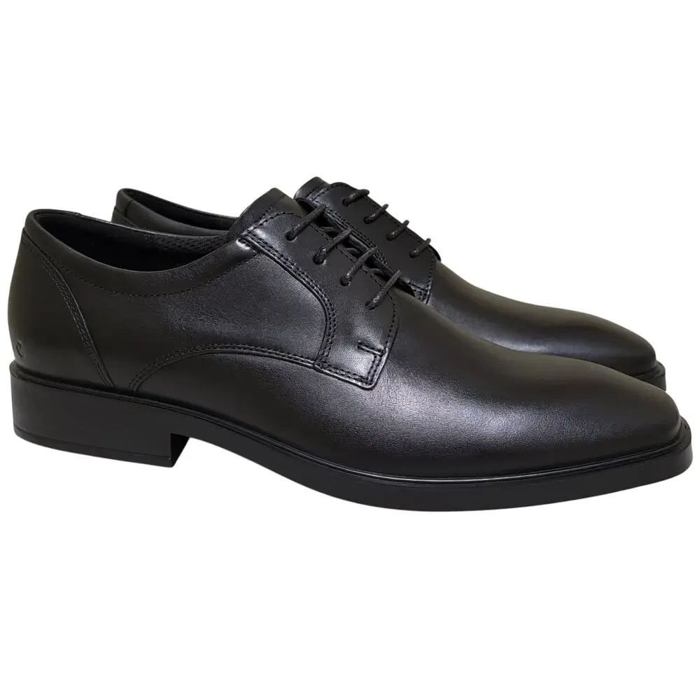 Ecco Men Metropole Milan Plain Toe Derby Oxfords Size US 10 EU 44 Black Leather